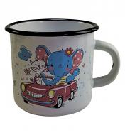 Kinderbecher 8cm emaill. Motiv  Elefant Elefant