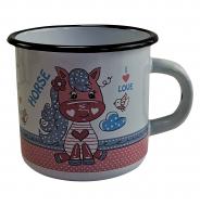 Kinderbecher 8cm emaill. Motiv  Pony Pony