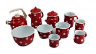 Münder Email Küchengeschirr rot-weiß wählen Sie bitte