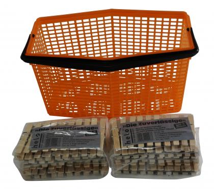 Klammerkorb + 100 Holzklammern 