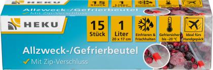15 Gefrierbeutel 1L, mit Zip-Verschluss 