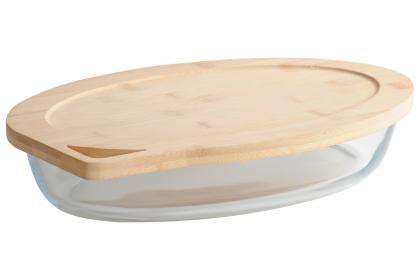 Auflaufform oval mit Bambusdeckel 