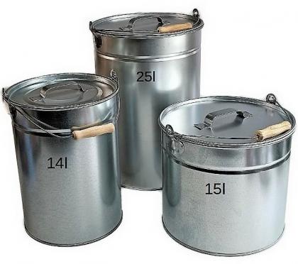 Ascheeimer 14l verzinkt mit Deckel 14l