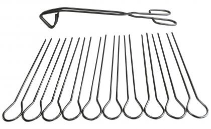 Grillzange 24cm+10 Schaschlikspieße 30cm 