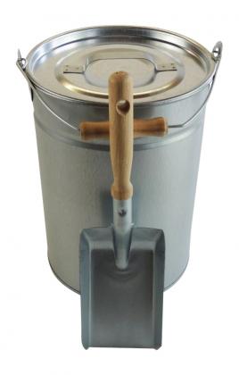 Ascheeimer 14l +Kohleschaufel Holzgriff 