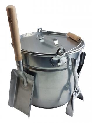 Ascheeimer 15l m D.+Schaufel +Zange 