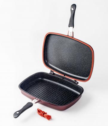 Doppelpfanne Aluguß 32cm burgund 