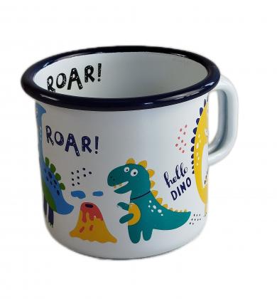 Becher emailliert 8 cm, Dekor "Dino" 