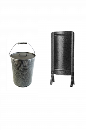Ofenschirm + Ascheeimer 25l alteisen geh 