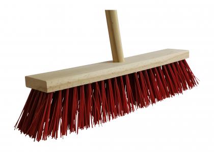 Straßenbesen 50cm PVC rot  mit Holzstiel 50cm