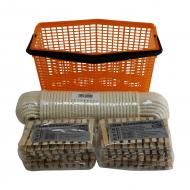 Klammerkorb+Wäscheleine 40m+100 Klammern 