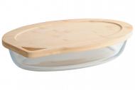 Auflaufform oval mit Bambusdeckel 