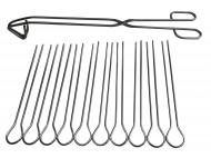Grillzange 38cm+10 Schaschlikspieße 30cm 