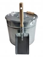 Ascheeimer 15l  m.D.+Schaufel m.Holzgr. 