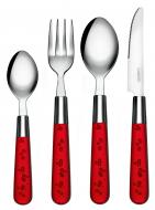 Besteck 24tlg. mit farbigen Griffen rot rot